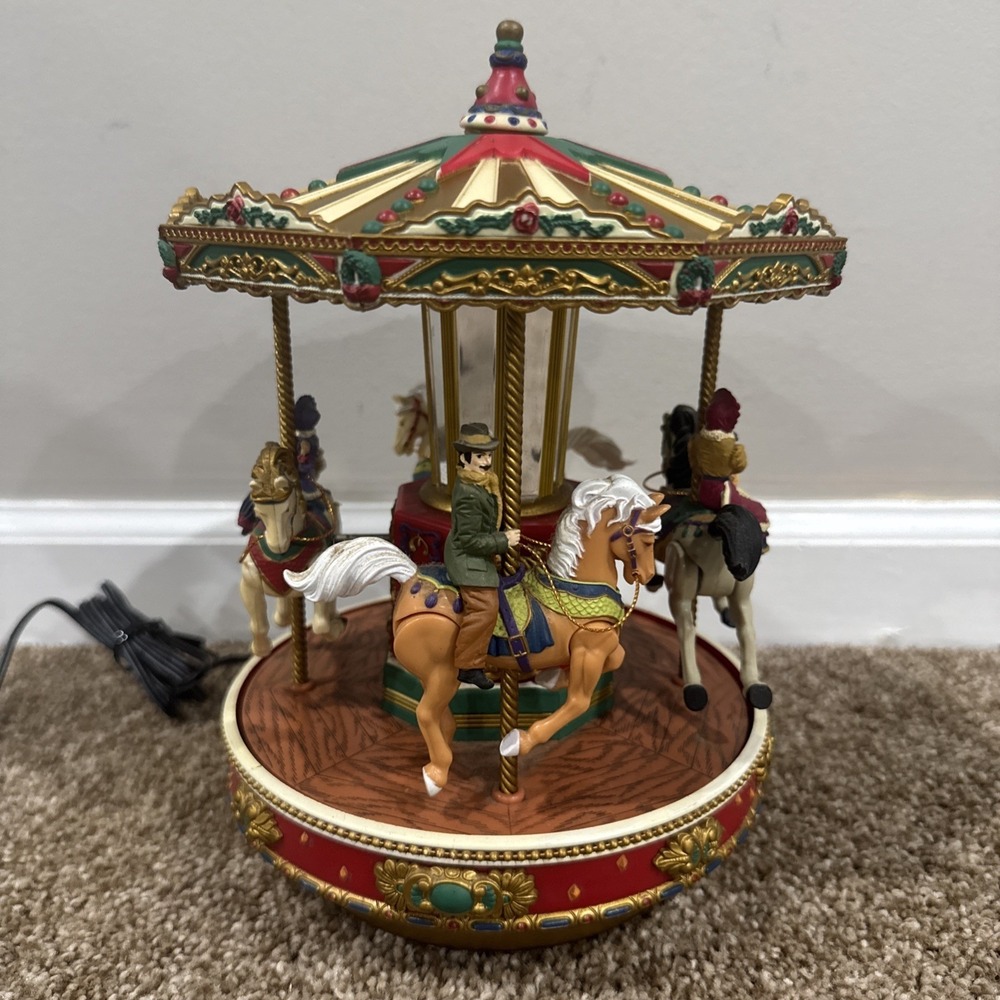 Mr Christmas Holiday Musical Merry Go Round Carousel Animated Victorian Tested